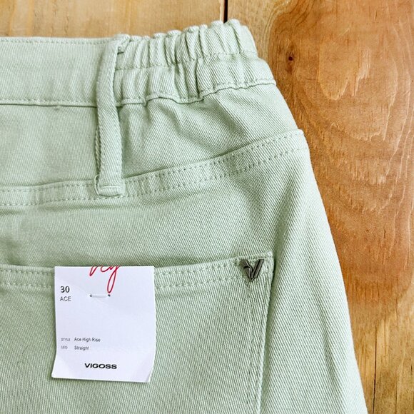 NWT Vigoss Ace High Rise Straight Balloon Stretch‎ Jeans 30 Green - Picture 3 of 8